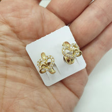Load image into Gallery viewer, 14 K Gold Plated heart earrings with white zirconium - BIJUNET