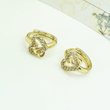 Load image into Gallery viewer, 14 K Gold Plated heart earrings with white zirconium - BIJUNET