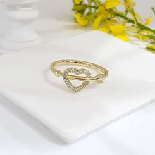 Load image into Gallery viewer, 14 K Gold Plated heart ring with white zirconium - BIJUNET