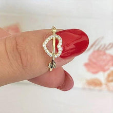 Load image into Gallery viewer, 14 K Gold Plated heart ring with white zirconium - BIJUNET