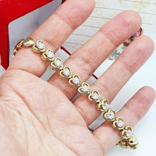 Load image into Gallery viewer, 14 K Gold Plated hearts bracelet with white zirconium - BIJUNET