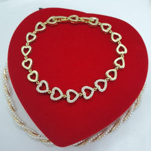 Load image into Gallery viewer, 14 K Gold Plated hearts bracelet with white zirconium - BIJUNET