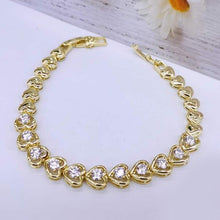 Load image into Gallery viewer, 14 K Gold Plated hearts bracelet with white zirconium - BIJUNET