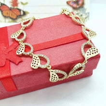 Load image into Gallery viewer, 14 K Gold Plated hearts bracelet with white zirconium - BIJUNET