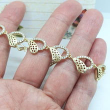 Load image into Gallery viewer, 14 K Gold Plated hearts bracelet with white zirconium - BIJUNET
