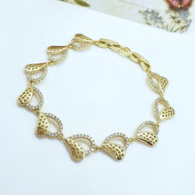 Load image into Gallery viewer, 14 K Gold Plated hearts bracelet with white zirconium - BIJUNET