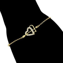 Charger l'image dans la galerie, 14 K Gold Plated hearts bracelet with white zirconium - BIJUNET