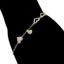 Load image into Gallery viewer, 14 K Gold Plated hearts bracelet with white zirconium - BIJUNET