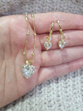 Load image into Gallery viewer, 14 K Gold Plated hearts pendant and earrings set with white zirconium - BIJUNET