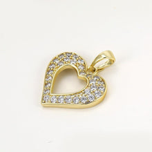 Cargar imagen en el visor de la galería, 14 K Gold Plated hearts pendant and earrings set with white zirconium - BIJUNET