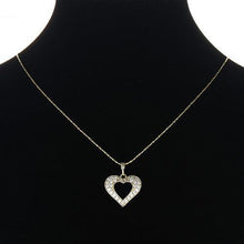Cargar imagen en el visor de la galería, 14 K Gold Plated hearts pendant and earrings set with white zirconium - BIJUNET