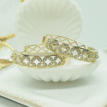 Load image into Gallery viewer, 14 K Gold Plated Hoop earrings with white zirconium - BIJUNET
