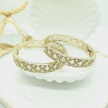 Load image into Gallery viewer, 14 K Gold Plated Hoop earrings with white zirconium - BIJUNET