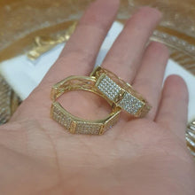 Load image into Gallery viewer, 14 K Gold Plated hoop earrings with white zirconium - BIJUNET