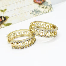 Load image into Gallery viewer, 14 K Gold Plated Hoops earrings with white zirconia - BIJUNET