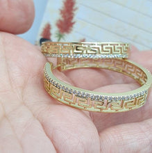 Load image into Gallery viewer, 14 K Gold Plated Hoops earrings with white zirconia - BIJUNET