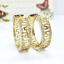 Load image into Gallery viewer, 14 K Gold Plated Hoops earrings with white zirconia - BIJUNET