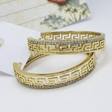 Load image into Gallery viewer, 14 K Gold Plated Hoops earrings with white zirconia - BIJUNET