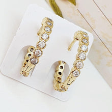 Load image into Gallery viewer, 14 K Gold Plated hoops earrings with white zirconium - BIJUNET