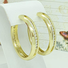 Load image into Gallery viewer, 14 K Gold Plated hoops earrings with white zirconium - BIJUNET