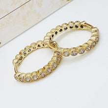 Load image into Gallery viewer, 14 K Gold Plated hoops earrings with white zirconium - BIJUNET