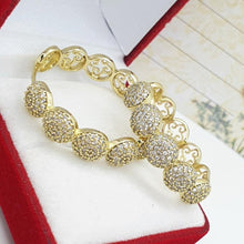 Load image into Gallery viewer, 14 K Gold Plated hoops earrings with white zirconium - BIJUNET
