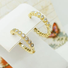 Load image into Gallery viewer, 14 K Gold Plated hoops earrings with white zirconium - BIJUNET