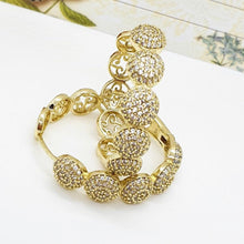 Load image into Gallery viewer, 14 K Gold Plated hoops earrings with white zirconium - BIJUNET