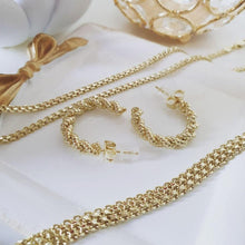 Load image into Gallery viewer, 14 K Gold Plated Huggie Half Hoop Twisted Earrings - BIJUNET