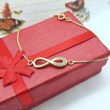Load image into Gallery viewer, 14 K Gold Plated infinity bracelet with white zirconium - BIJUNET