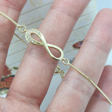 Load image into Gallery viewer, 14 K Gold Plated infinity bracelet with white zirconium - BIJUNET