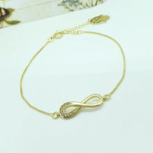 Load image into Gallery viewer, 14 K Gold Plated infinity bracelet with white zirconium - BIJUNET
