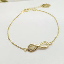 Load image into Gallery viewer, 14 K Gold Plated infinity bracelet with white zirconium - BIJUNET