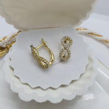 Load image into Gallery viewer, 14 K Gold Plated infinity earrings with white zirconium - BIJUNET