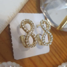 Load image into Gallery viewer, 14 K Gold Plated infinity earrings with white zirconium - BIJUNET