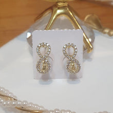 Load image into Gallery viewer, 14 K Gold Plated infinity earrings with white zirconium - BIJUNET