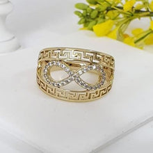 Load image into Gallery viewer, 14 K Gold Plated infinity ring with white zirconium