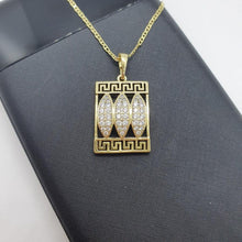 Cargar imagen en el visor de la galería, 14 K Gold Plated key pendant with white zirconium - BIJUNET