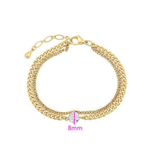 Load image into Gallery viewer, 14 K Gold Plated layered bracelet with white zirconium - BIJUNET