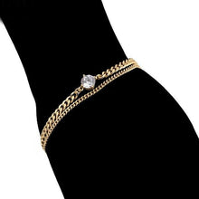 Load image into Gallery viewer, 14 K Gold Plated layered bracelet with white zirconium - BIJUNET
