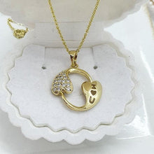 Load image into Gallery viewer, 14 K Gold Plated Love pendant with white zirconium - BIJUNET