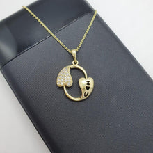 Load image into Gallery viewer, 14 K Gold Plated Love pendant with white zirconium - BIJUNET
