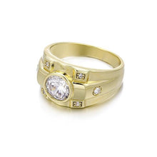 Load image into Gallery viewer, 14 K Gold Plated men ring with white zirconium - BIJUNET
