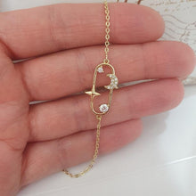Load image into Gallery viewer, 14 K Gold Plated moon and star bracelet with white zirconium - BIJUNET
