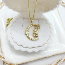 Charger l'image dans la galerie, 14 K Gold Plated Moon Fairy pendant with white zirconium - BIJUNET