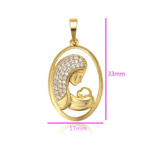 Load image into Gallery viewer, 14 K Gold Plated Mother and Baby pendant with white zirconium - BIJUNET