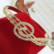 Load image into Gallery viewer, 14 K Gold Plated music key sol bangle with white zirconium - BIJUNET