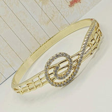 Load image into Gallery viewer, 14 K Gold Plated music key sol bangle with white zirconium - BIJUNET