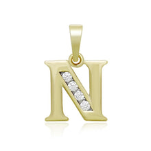 Load image into Gallery viewer, 14 K Gold Plated name initials pendant with white zirconium - BIJUNET