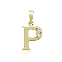 Load image into Gallery viewer, 14 K Gold Plated name initials pendant with white zirconium - BIJUNET
